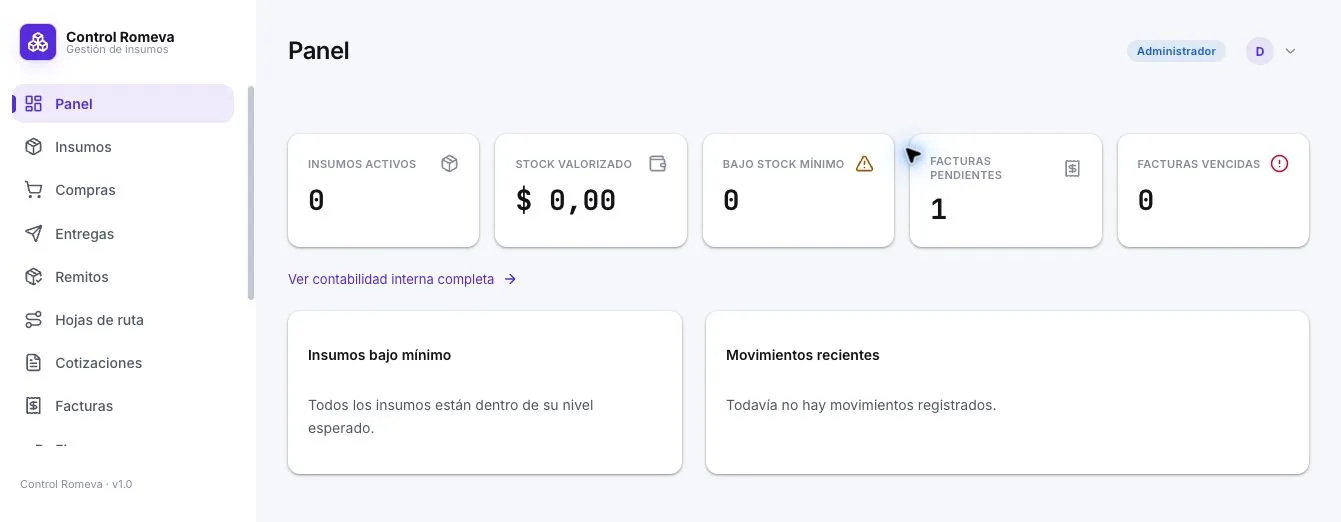Interface clara: Transporte Romeva